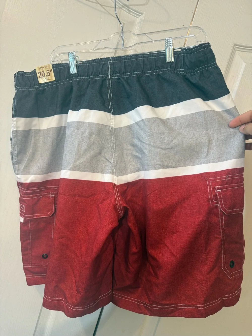 OP NWT Men's Red, Gray & Navy Striped Board Shorts